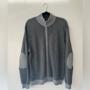 🌿 Tommy Bahama Cotton & Cashmere Zip Sweater - Elbow Patches - Large
